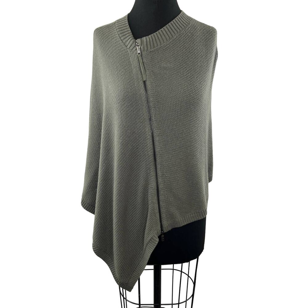 Lululemon On The Go Poncho One Size Grey Sage Green Two-Way Zip Sweater OS